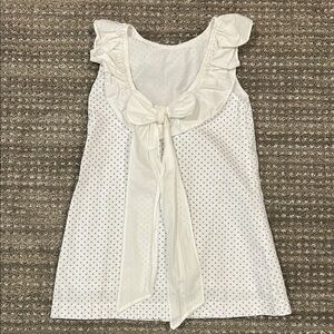 White Ruffled girls dress with Polka Dots
